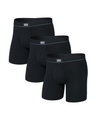 SAXX Boxershorts Essential Cotton Boxer Brief Fly schwarz/schwarz Herren - 3 Stück